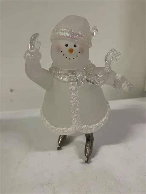 Vintage House of Lloyd Glass and metal Skating Snowman 